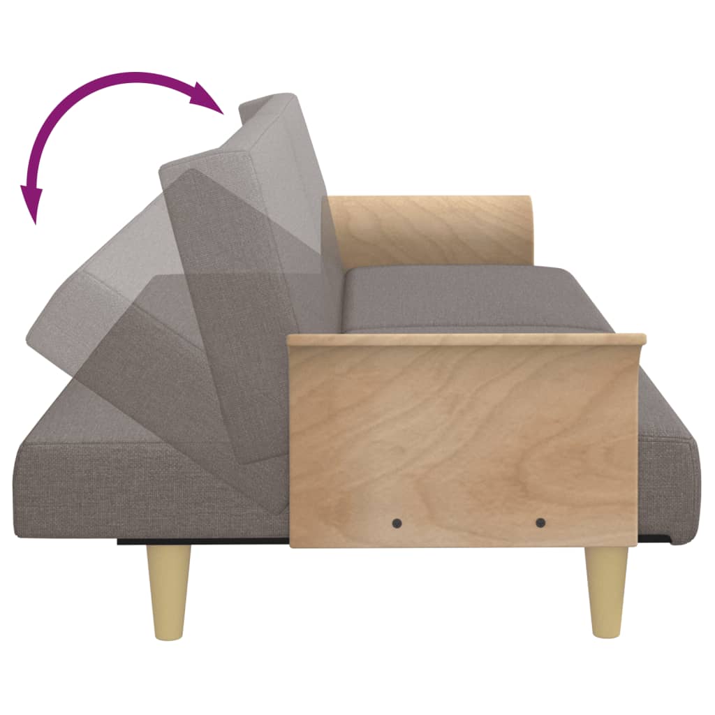 Sovesofa med armlæn i taupe stof