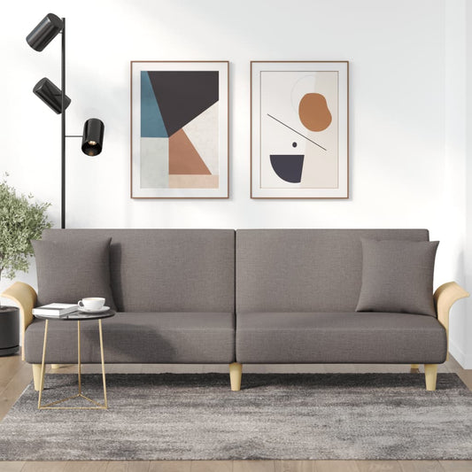 Sovesofa med armlæn i taupe stof