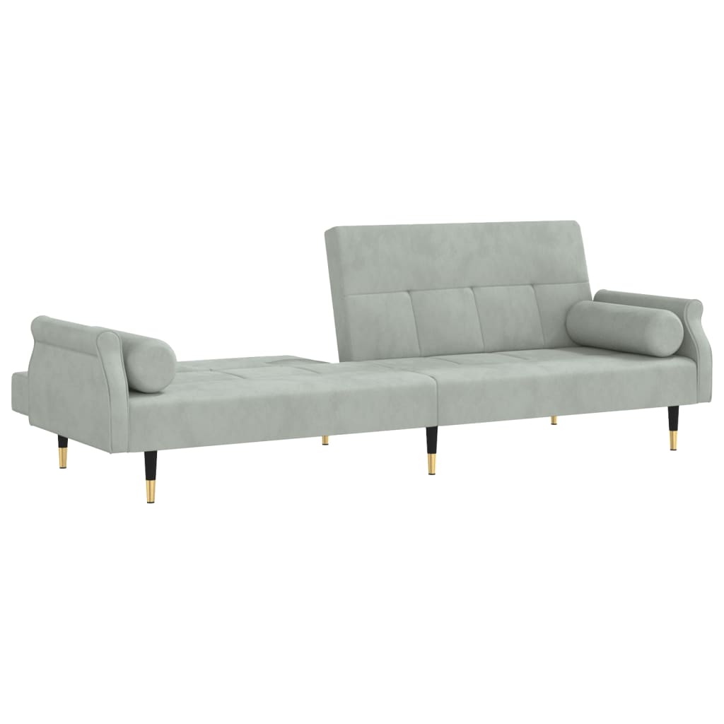 Sovesofa med hynder Lysegrå fløjl