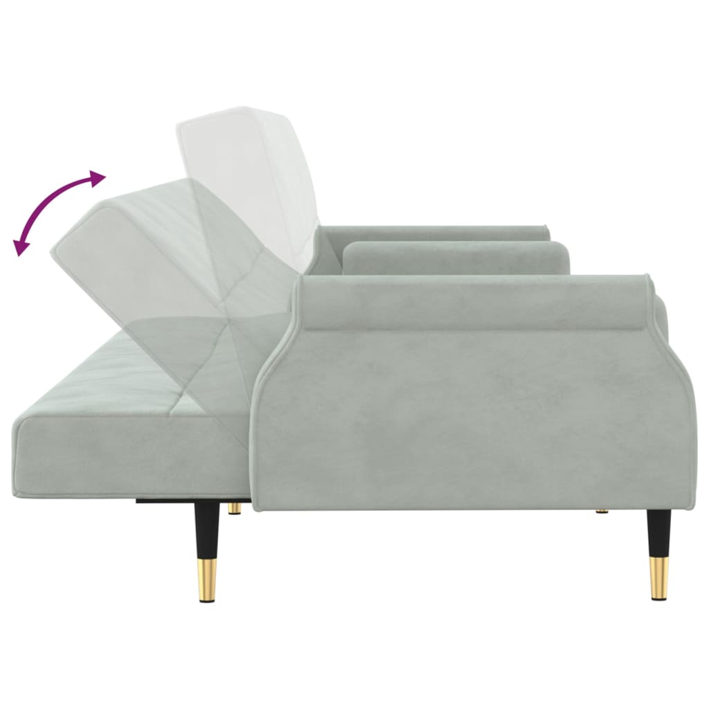 Sovesofa med hynder Lysegrå fløjl