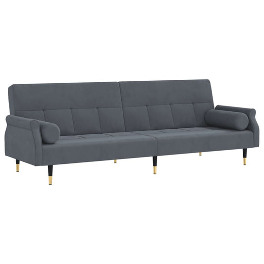 Sovesofa med puder mørkegrå fløjl
