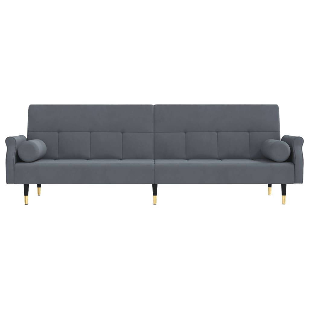Sovesofa med puder mørkegrå fløjl