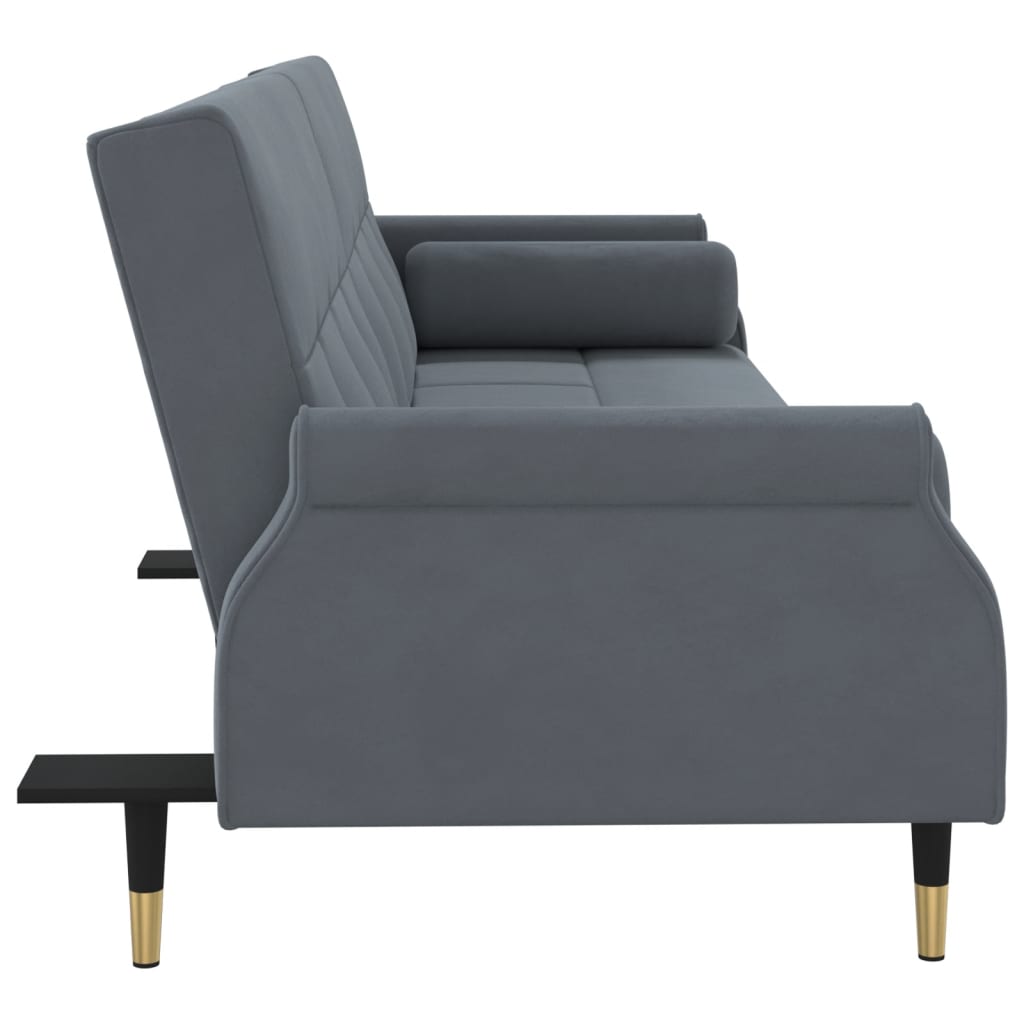 Sovesofa med puder mørkegrå fløjl