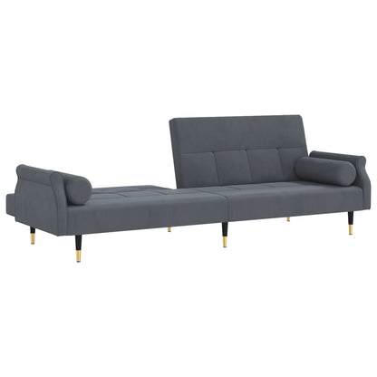 Sovesofa med puder mørkegrå fløjl