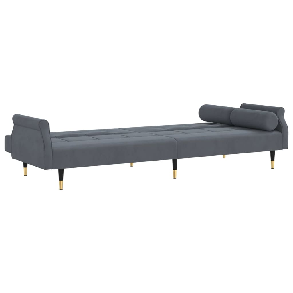 Sovesofa med puder mørkegrå fløjl