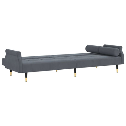 Sovesofa med puder mørkegrå fløjl