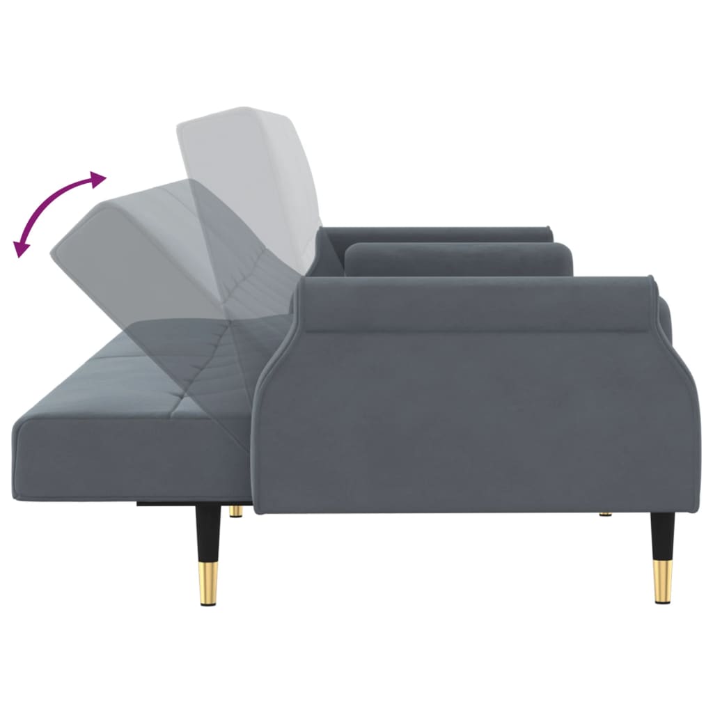 Sovesofa med puder mørkegrå fløjl