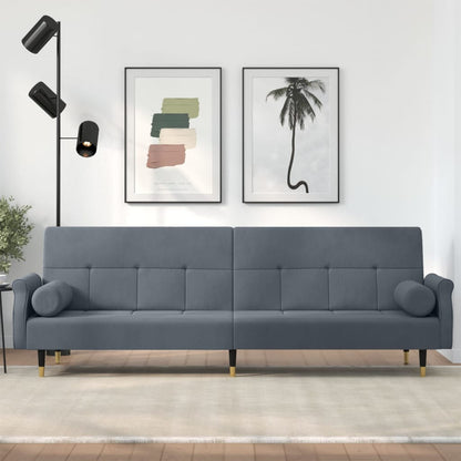 Sovesofa med puder mørkegrå fløjl