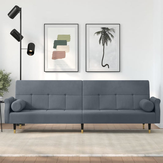 Sovesofa med puder mørkegrå fløjl