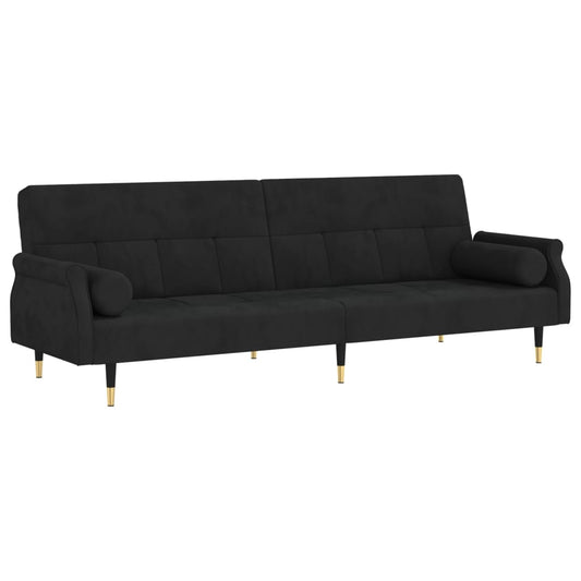 Sovesofa med puder Sort fløjl
