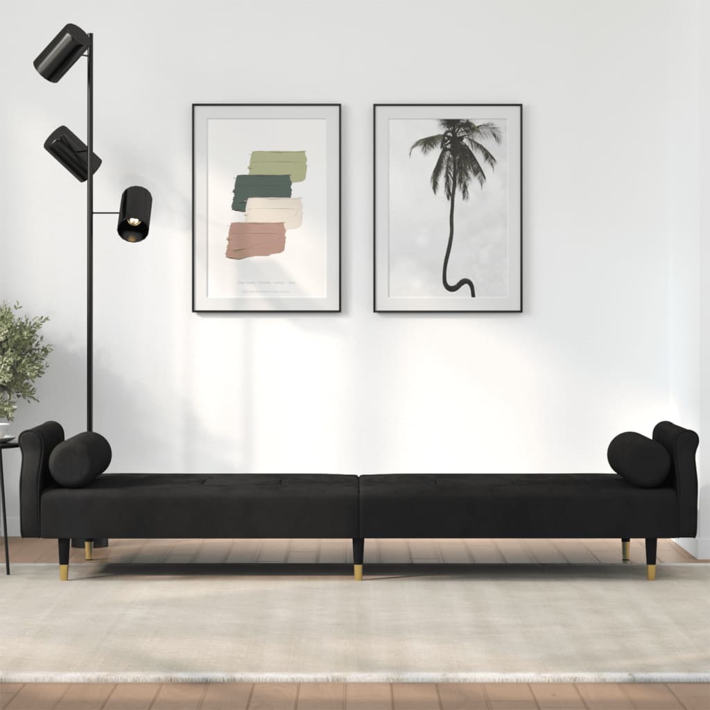 Sovesofa med puder Sort fløjl