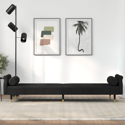 Sovesofa med puder Sort fløjl