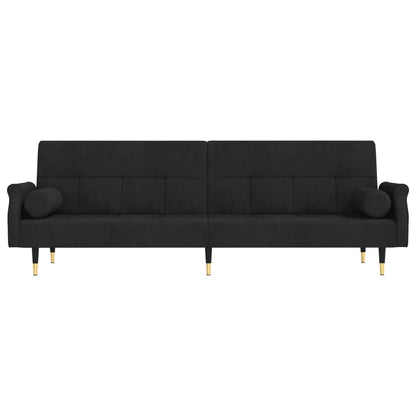 Sovesofa med puder Sort fløjl