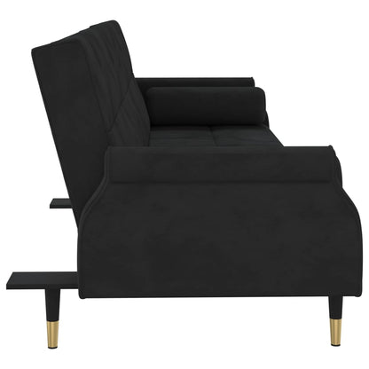 Sovesofa med puder Sort fløjl