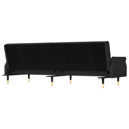 Sovesofa med puder Sort fløjl