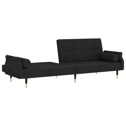 Sovesofa med puder Sort fløjl