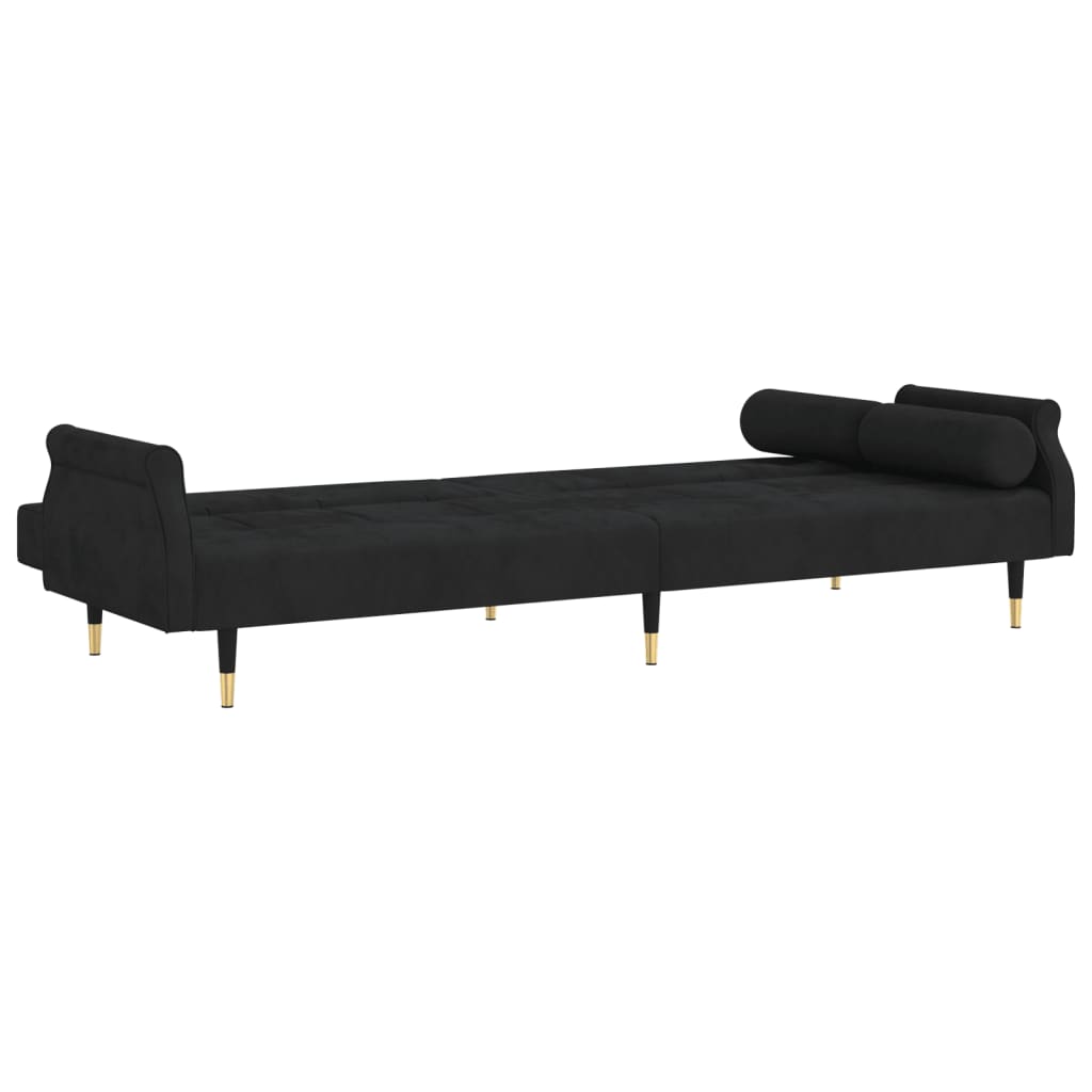 Sovesofa med puder Sort fløjl