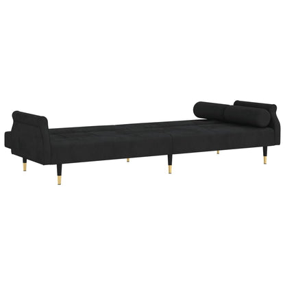 Sovesofa med puder Sort fløjl