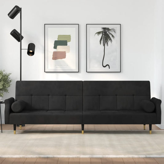 Sovesofa med puder Sort fløjl