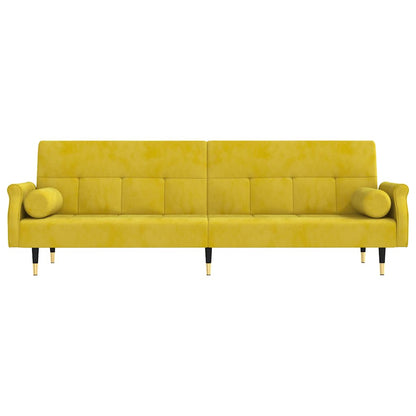 Schlafsofa mit Kissen Gelb Samt