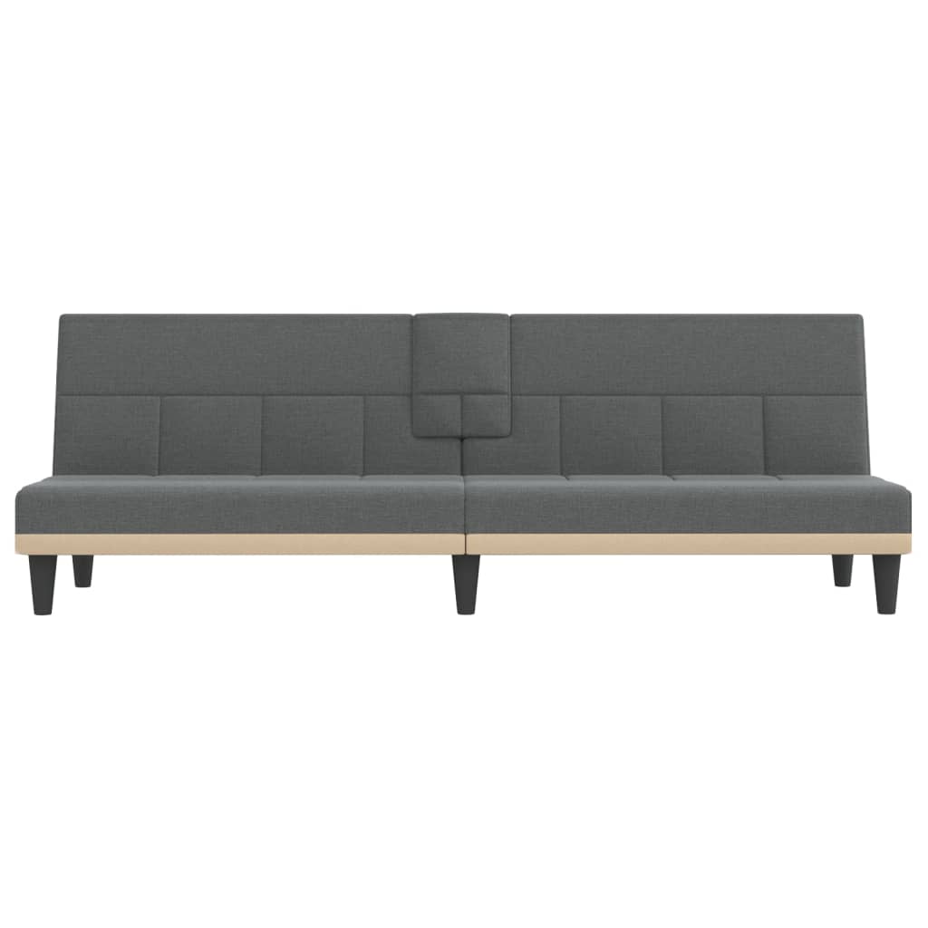 Schlafsofa mit Getränkehaltern Dunkelgrau Stoff