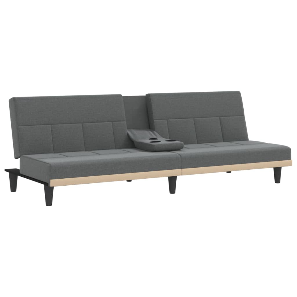 Schlafsofa mit Getränkehaltern Dunkelgrau Stoff