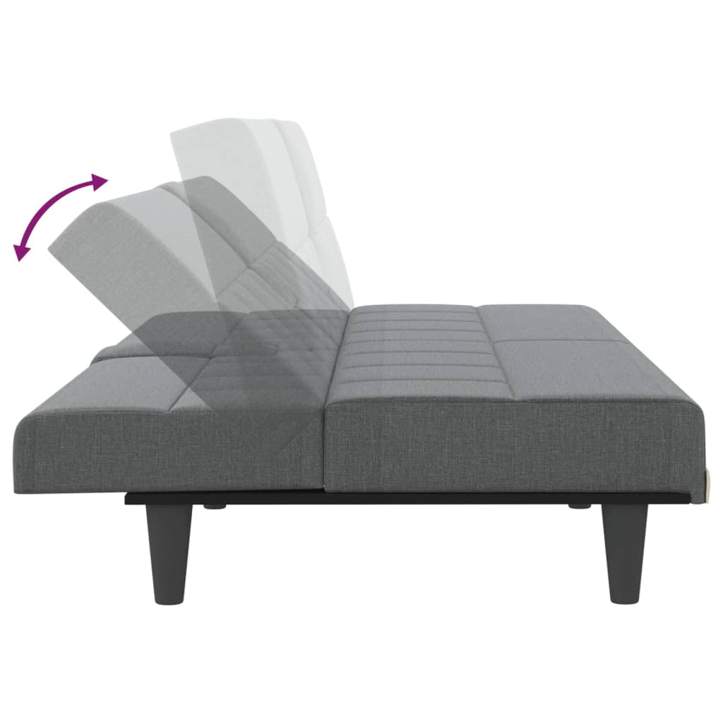 Schlafsofa mit Getränkehaltern Dunkelgrau Stoff