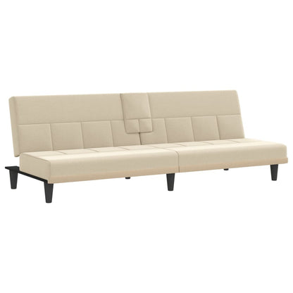 Sovesofa med kopholdere cremestof