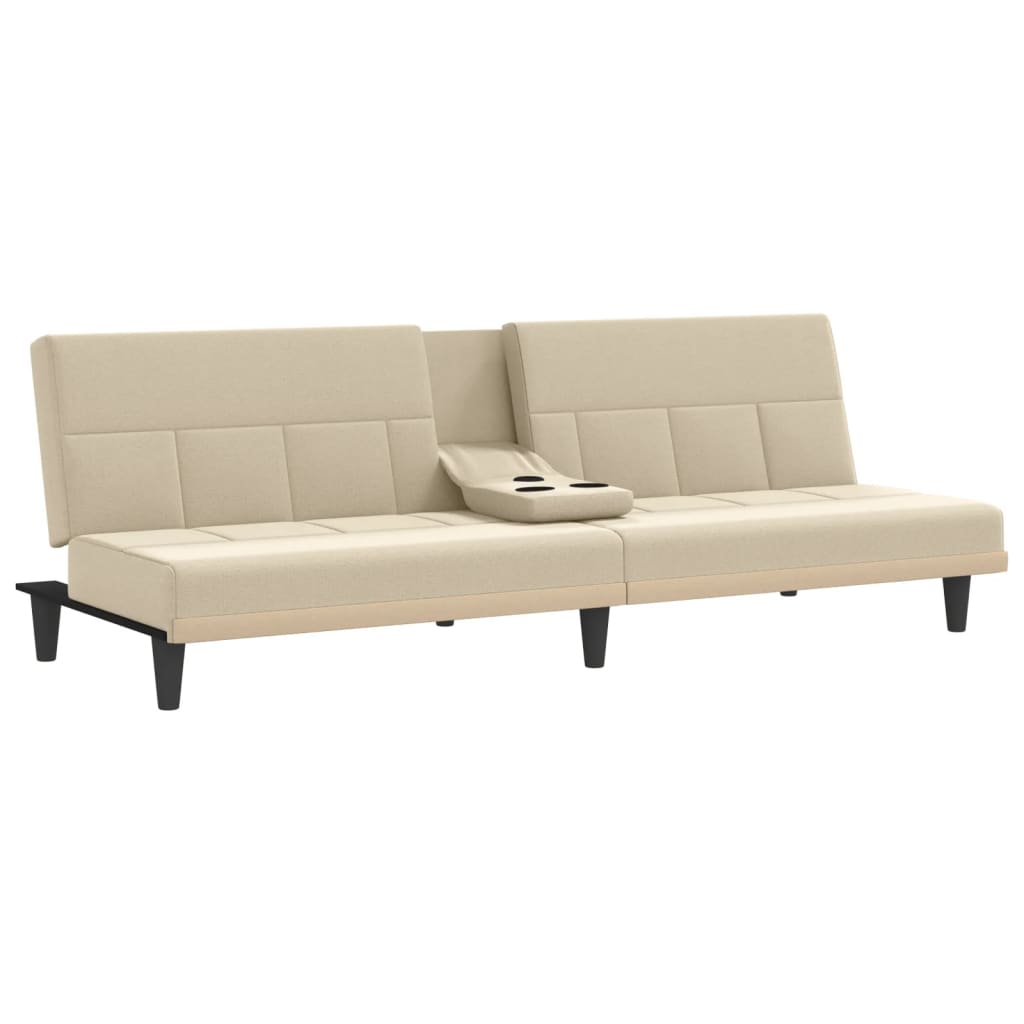 Sovesofa med kopholdere cremestof