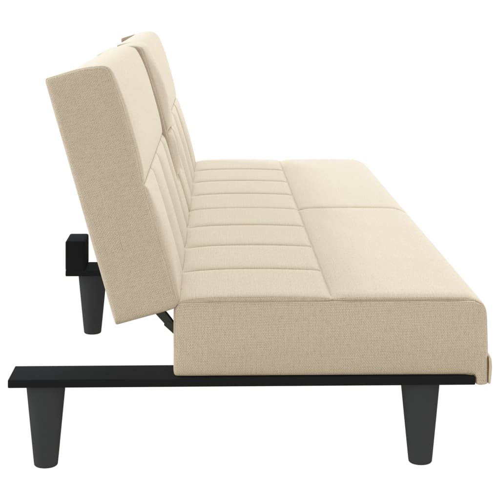 Sovesofa med kopholdere cremestof