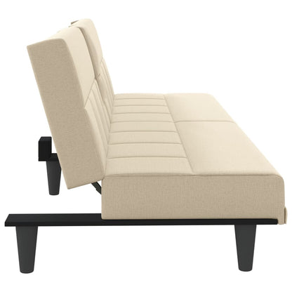 Sovesofa med kopholdere cremestof