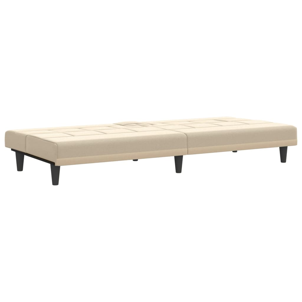 Sovesofa med kopholdere cremestof