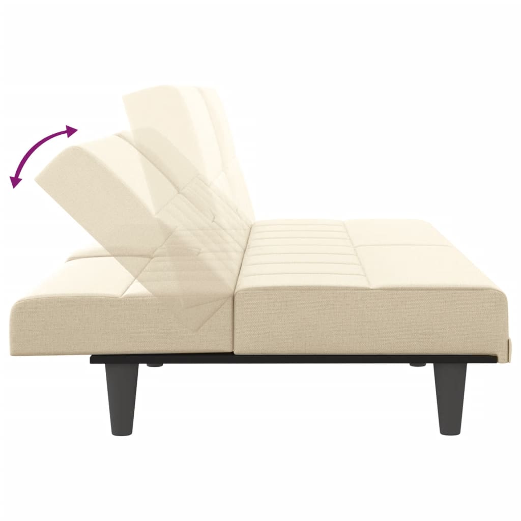 Sovesofa med kopholdere cremestof