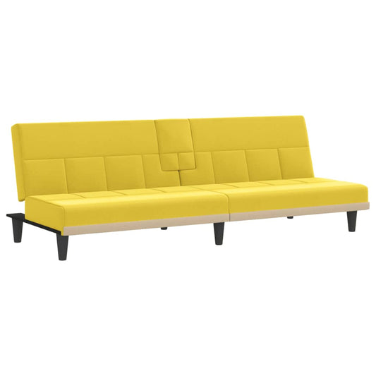 Sovesofa med kopholdere lysegult stof