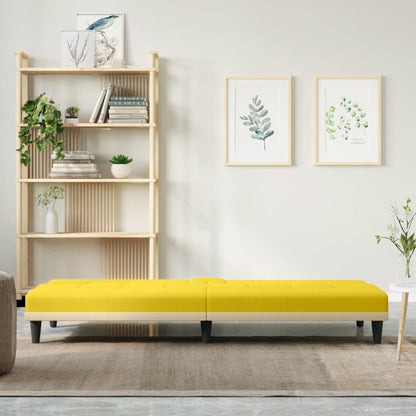 Sovesofa med kopholdere lysegult stof