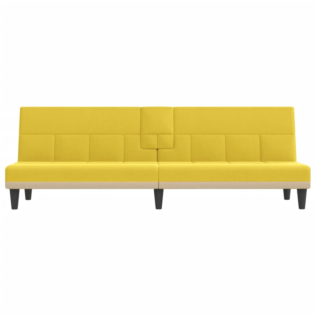 Sovesofa med kopholdere lysegult stof
