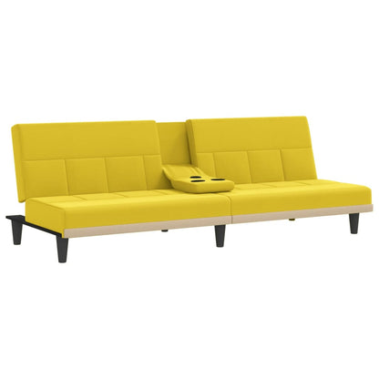 Sovesofa med kopholdere lysegult stof