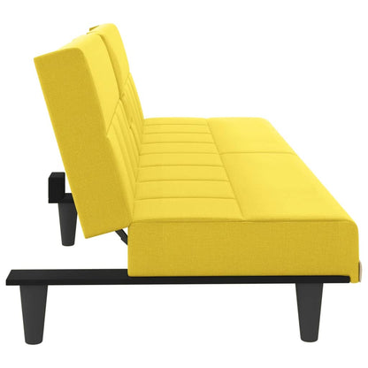 Sovesofa med kopholdere lysegult stof