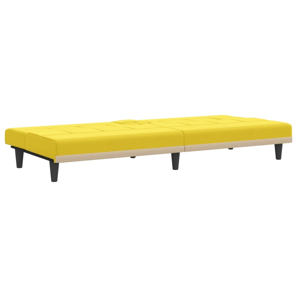Sovesofa med kopholdere lysegult stof