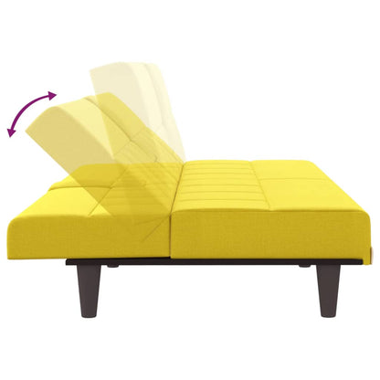 Sovesofa med kopholdere lysegult stof