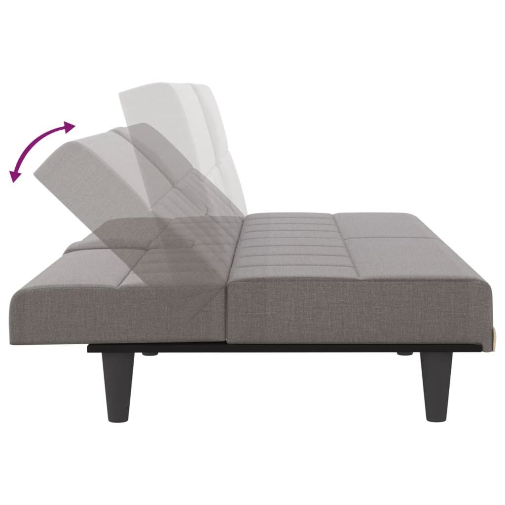 Sovesofa med kopholdere i taupe stof
