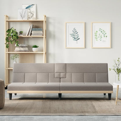 Sovesofa med kopholdere i taupe stof