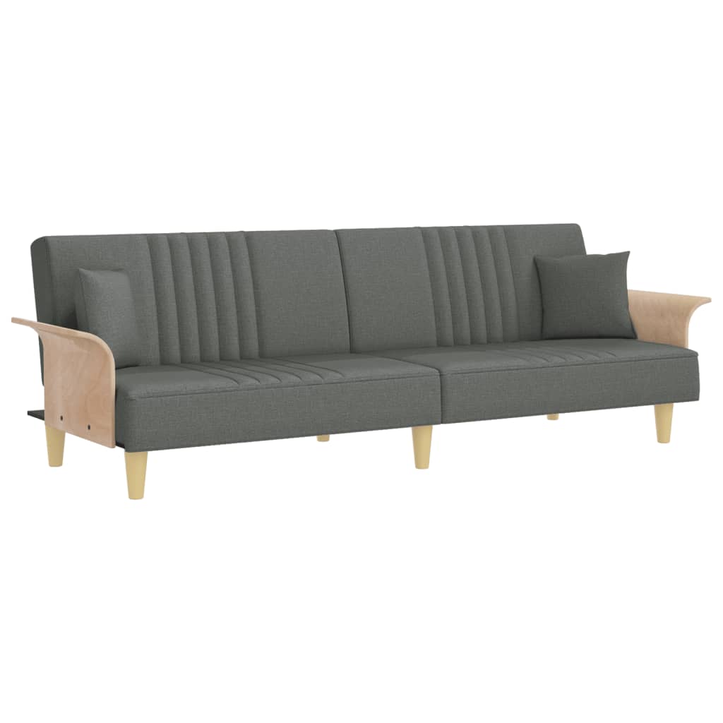 Sovesofa med armlæn mørkegrå stof