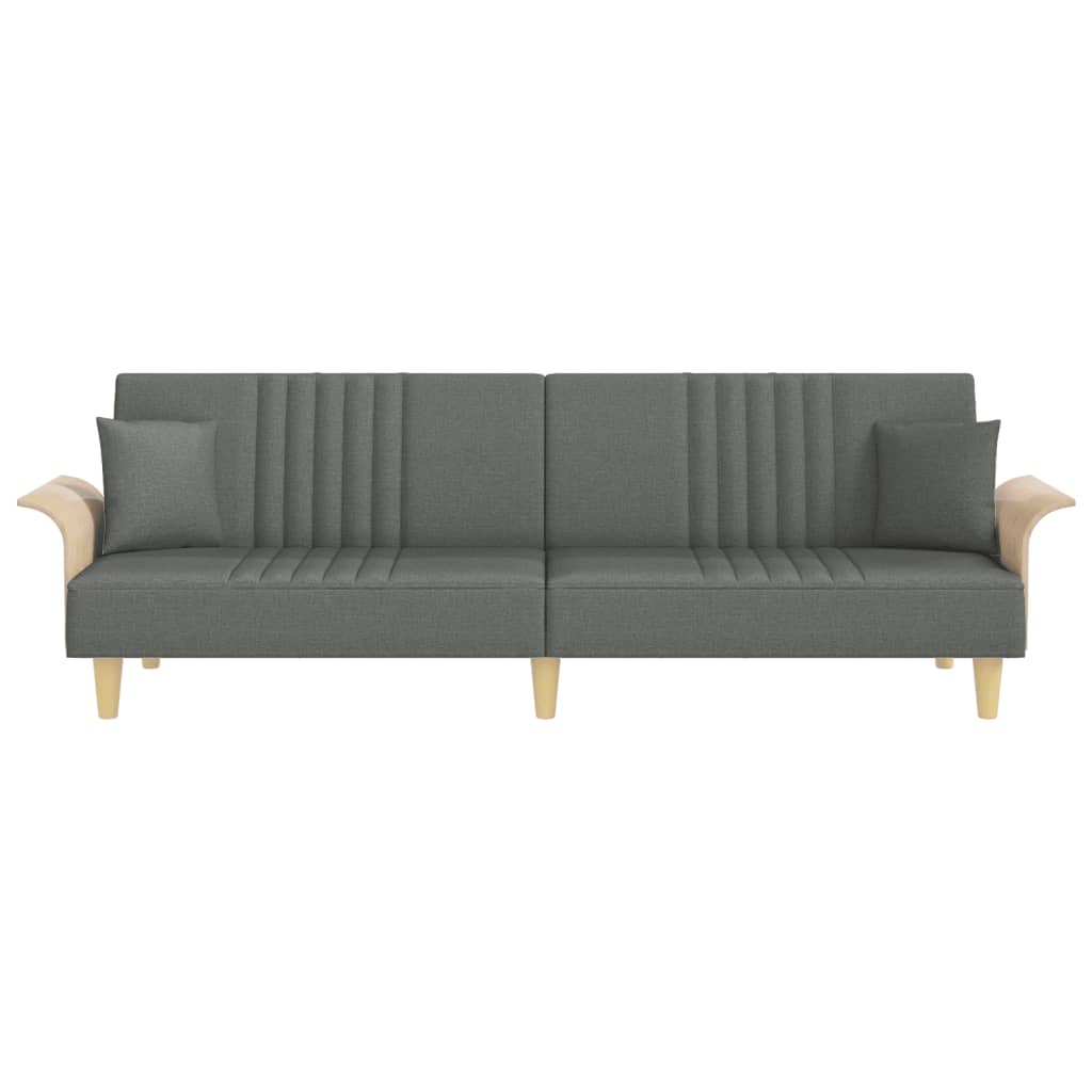 Sovesofa med armlæn mørkegrå stof