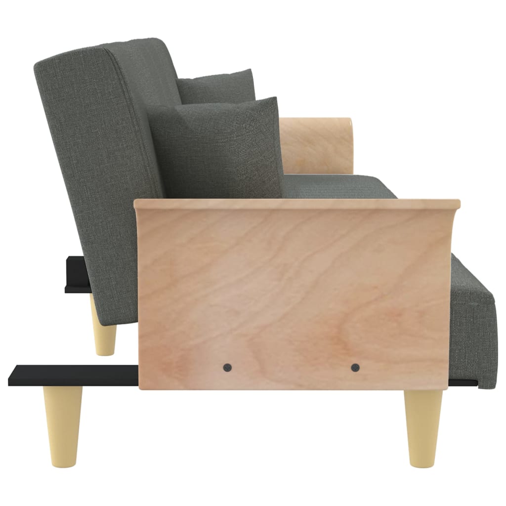 Sovesofa med armlæn mørkegrå stof