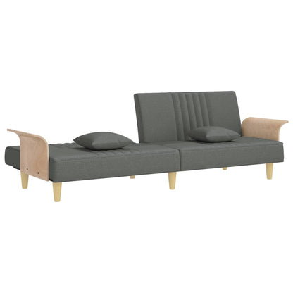 Sovesofa med armlæn mørkegrå stof