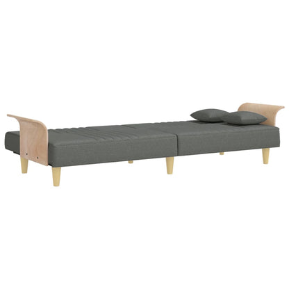 Sovesofa med armlæn mørkegrå stof