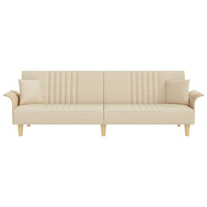 Schlafsofa mit Armlehnen Creme Stoff