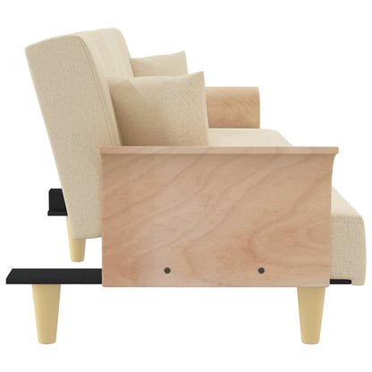 Schlafsofa mit Armlehnen Creme Stoff