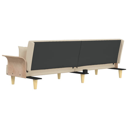 Schlafsofa mit Armlehnen Creme Stoff